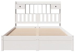 Cama com estante sem colchão 140x200 cm pinho maciço branco