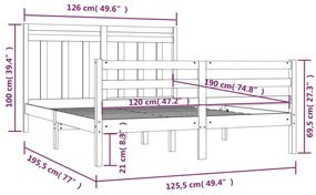 Estrutura de cama pequena casal 120x190 cm pinho maciço