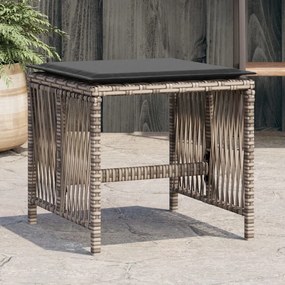 vidaXL Bancos jardim com almofadões 4 pcs 41x41x36 cm vime PE cinzento