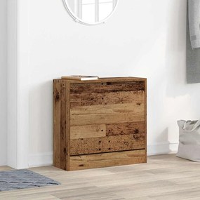 vidaXL Armário para Sapatos com porta Madeira Antiga 60 x 21 x 57 cm