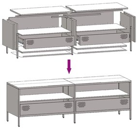 Móvel de TV 135x39x43,5 cm aço laminado a frio antracite