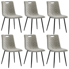 Cadeiras de jantar 6 pcs couro artificial cinzento-claro