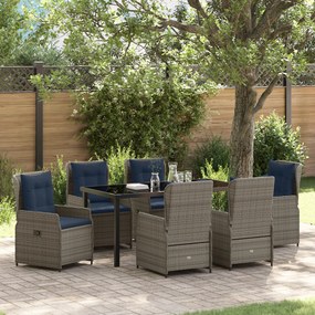 Conjunto de Jantar de Jardim de 7 Peças Cinza Poly Rattan