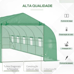 Estufa Tipo Túnel 800x300x200cm com 12 Janelas e Porta Enrolável Cober