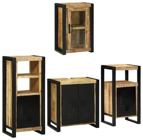 vidaXL Conjunto de Móveis para Banheiro 4 pcs Madeira de manga maciça