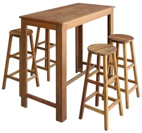 vidaXL Conjunto mesa e bancos de bar 5 pcs madeira de acácia maciça