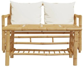 2 pcs conjunto de sofá de jardim com almofadões bambu