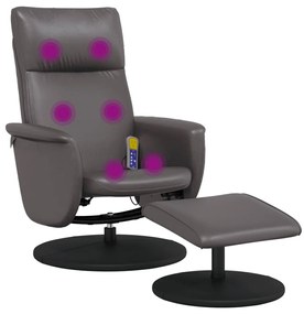 Cadeira massagens reclinável c/apoio pés couro artificial cinza