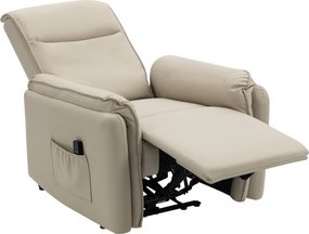 HOMCOM Poltrona de Massagem Elétrica, Revestimento em Couro Sintético, Apoio para Pés, Bolso Lateral, Bege | Aosom Portugal