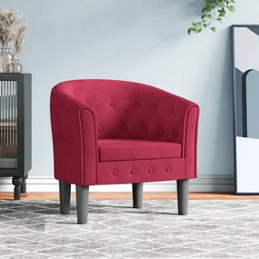 vidaXL Poltrona veludo vermelho tinto