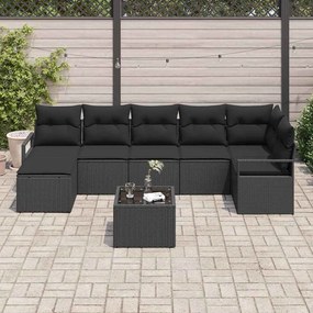 Conjunto de Sofá de Jardim de 8 Peças com Almofadas em Rattan Bege