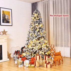 Árvore de Natal 1,8 m com neve Não Iluminada com Dobradiças e Base de Verde e Branca