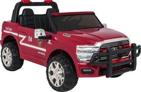 Jipe elétrico para Crianças 24V RAM 3500 Bombeiros Rodas de espuma EVA, assento Couro ecológico Vermelho