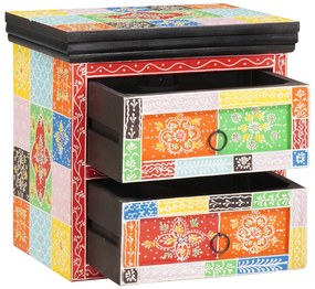 vidaXL Gabinete de Cabeceira Multicolorido 40x30x40 cm Madeira Sólida de Manga