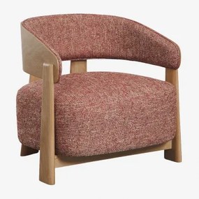 Pack De 2 Poltronas Em Madeira De Carvalho Estofadas Olea Castanho Roble & Bouclé Terracota - Sklum