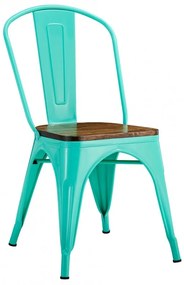 Conjunto 5 Cadeiras TOL EK WOOD, aço, verde água,  assento em madeira