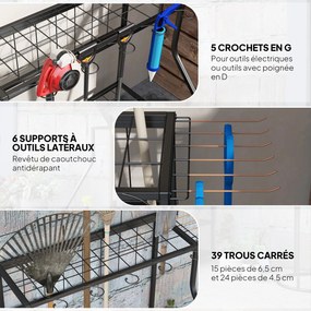 Organizador de ferramentas de jardim com ganchos para ferramentas de garagem, de 3 níveis, 84 x 53 x 73 cm