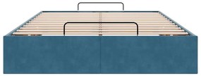 Ottoman Bed Frame No Colchão Azul Escuro 120x190 cm Veludo
