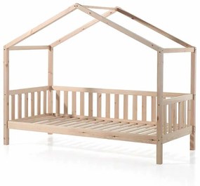 Cama infantil de Casa DALLAS MH 90x200 Com Ripas e Estrado Natural