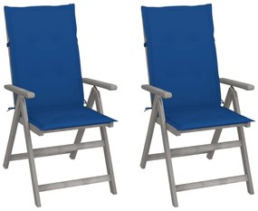 vidaXL Cadeiras jardim reclináveis c/ almofadões 2 pcs acácia maciça