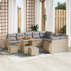 Conjunto de Sofás de Jardim vidaXL de 12 Peças com Almofadas Bege em R