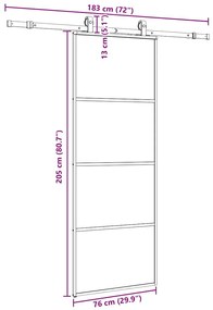 Porta deslizante c/ conj. ferragens 76x205cm vidro ESG preto