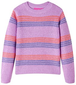 Camisola de malha para criança riscas lilás e rosa 116