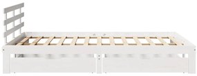 Estrutura de cama c/ gavetas 140x200 cm pinho maciço branco
