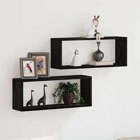 Prateleiras de Parede vidaXL 2 Peças Carvalho Preto 60x15x23 cm Feitas