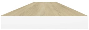 Prateleiras parede 2 pcs 120x23,5x3,8 cm MDF carvalho e branco