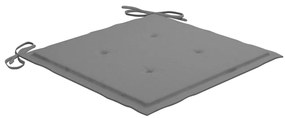 Cadeiras de jardim c/ almofadões cinzentos 6 pcs teca maciça