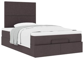 Estrutura cama otomana colchão 120x200cm tecido castanho escuro