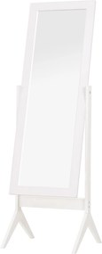 Espelho de maquilhagem de pé reclinável nórdico para quarto sala moldura de madeira 47x46x148 cm branco
