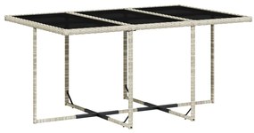 11 pcs conjunto jantar p/ jardim c/ almofadões vime PE cinzento