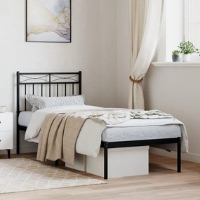 vidaXL Estrutura de cama com cabeceira 80x200 cm metal preto