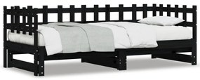 Sofá-cama de puxar 2x(80x200) cm pinho maciço preto