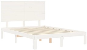 Cama sem colchão 140x200 cm madeira de pinho maciça branco