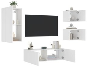 vidaXL 4 pcs móveis de parede para TV com luzes LED branco