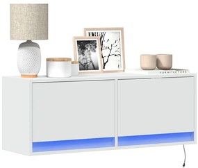 Móvel de parede para TV com luzes LED 100x31x35 cm branco