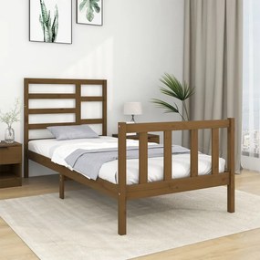 vidaXL Estrutura de cama solteiro 90x190cm madeira maciça castanho mel