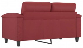 Sofá de 2 lugares 120 cm couro artificial vermelho tinto