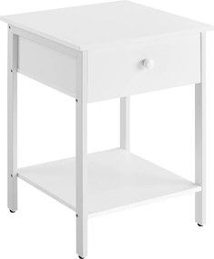 Mesa de cabeceira com estrutura em aço e de fácil montagem 40 x 40 x 55 cm Branco