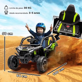 Carro Elétrico para Crianças 12V Kawasaki Teryx KRX 1000 com 2 Motores Faróis e USB 100x64x56 cm Preto