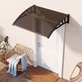 Toldo de Exterior para Portas e Janelas, 100,5 x 76 x 23 cm, Proteção Contra as Intempéries, Castanho
