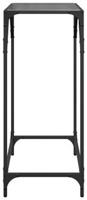 Mesa consola com tampo em vidro preto 60x35x81 cm aço