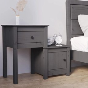 vidaXL Mesa de cabeceira 79,5x38x65,5 cm madeira pinho maciça cinzento