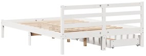Cama sem colchão 150x200 cm madeira de pinho maciça branco