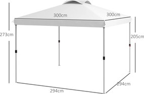 Tenda, barraca ou pavilhão de jardim pop-up dobrável de 3 x 3 m com saco de transporte com Rodas e alturas ajustáveis