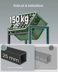 Estante para caixas de bebidas 36 x 55 x 116,1 cm com 3 níveis para 3 caixas Preto