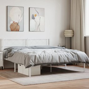 Estrutura de cama com cabeceira 160x200 cm metal branco